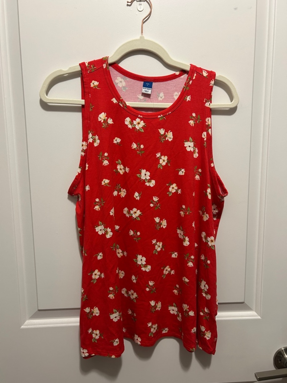 Old Navy Red Floral Tank Top L